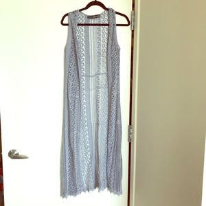 Crocheted long vest